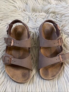 Birkenstock Kids Brown Double Strap Buckle Sandals